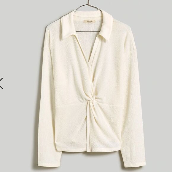 Madewell Twist-Front Long-Sleeve Top Small Lighthouse Color Nwt - Picture 5 of 8